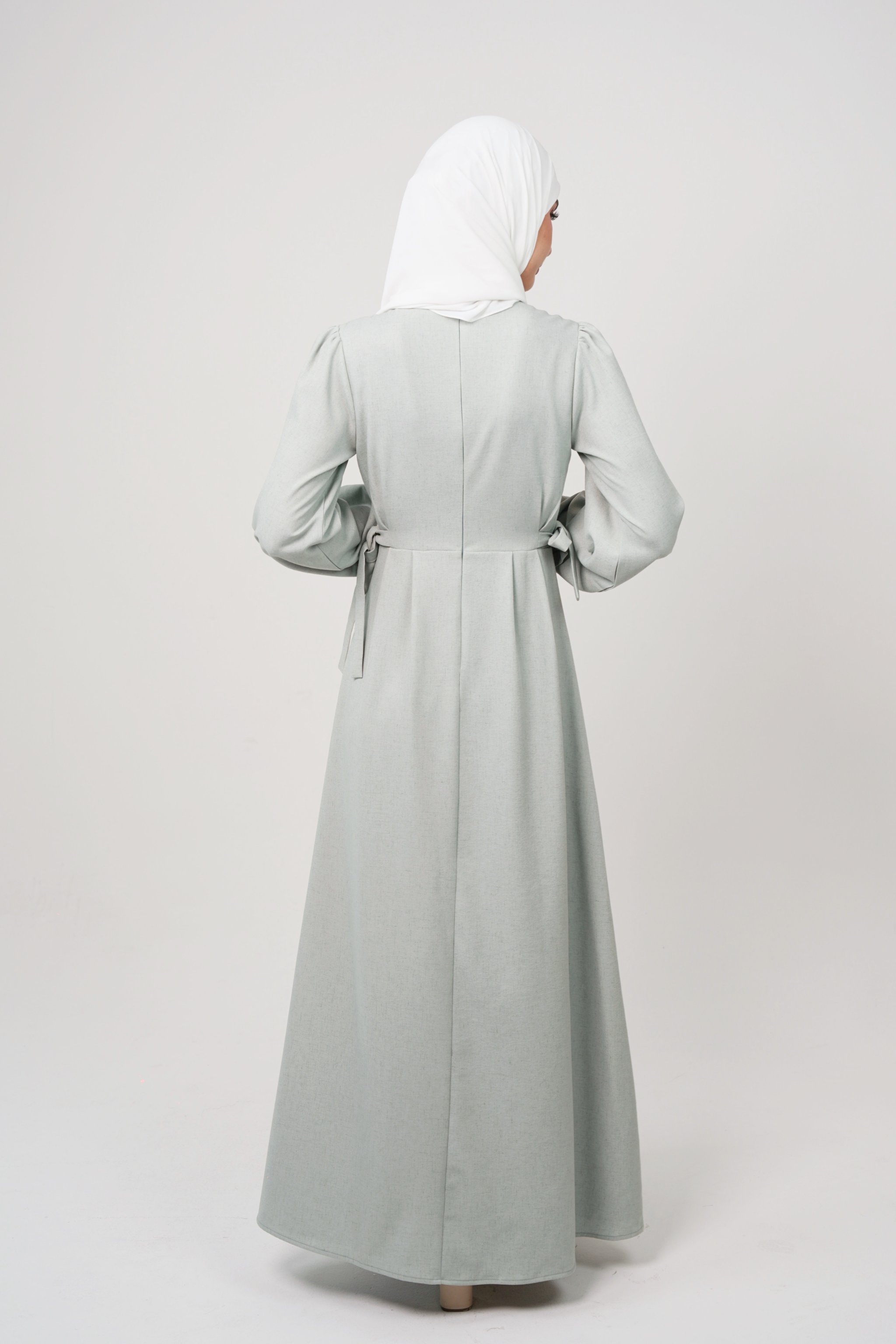High-Quality Linen Maxi Dress with Hidden Front Buttons – Bright Blue