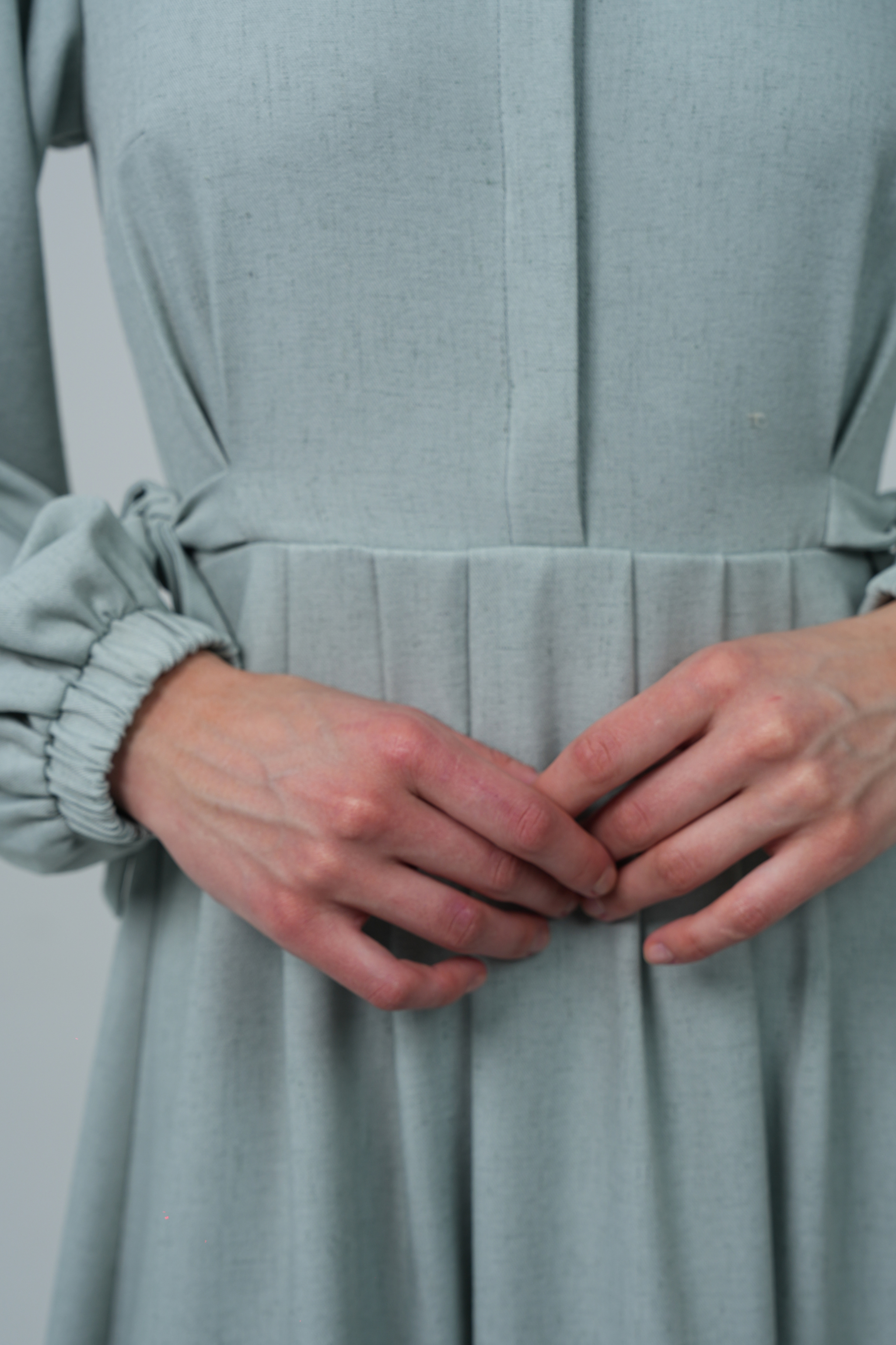 High-Quality Linen Maxi Dress with Hidden Front Buttons – Bright Blue