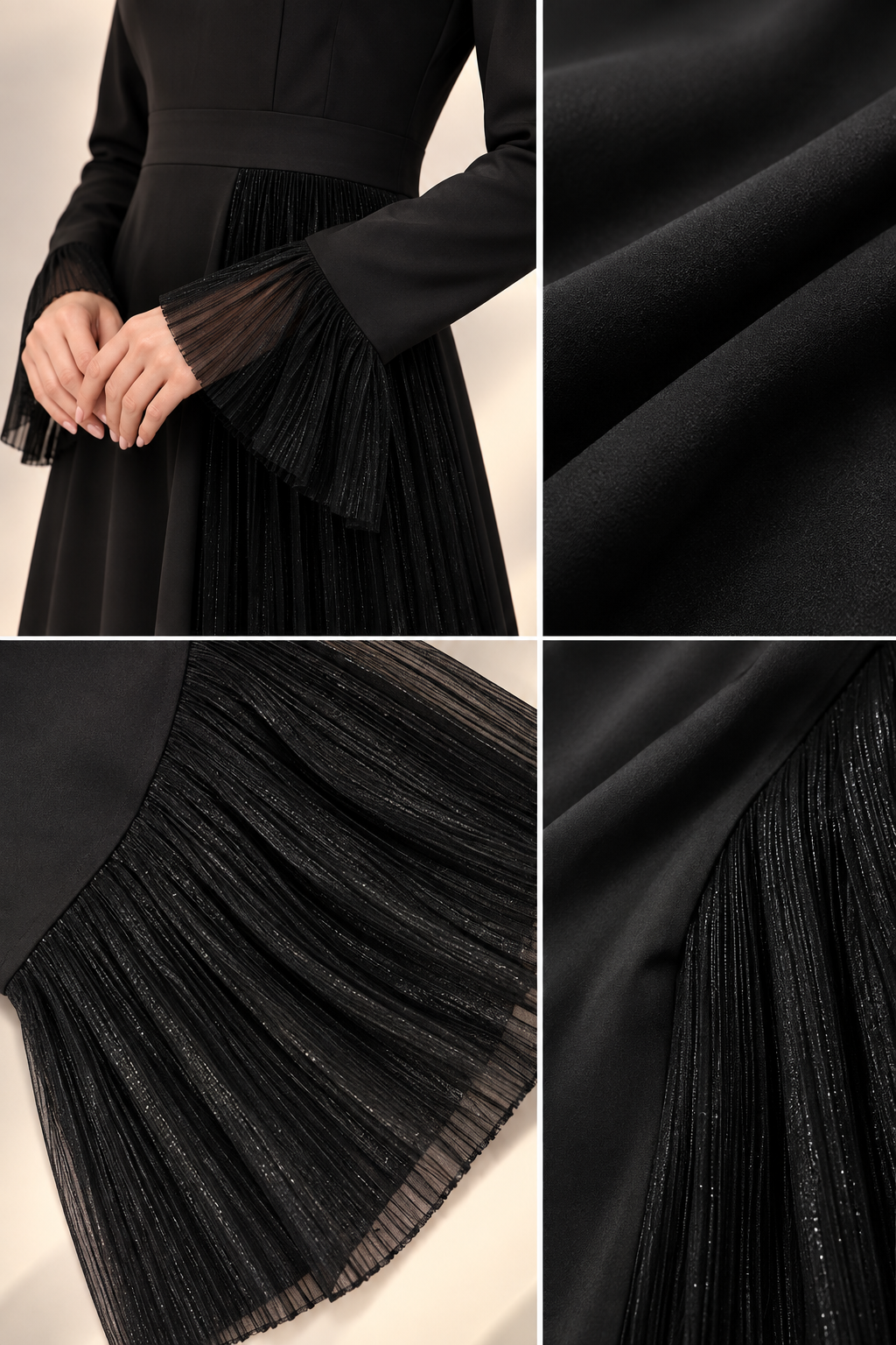Luxury Satin Maxi Evening Dress- Black