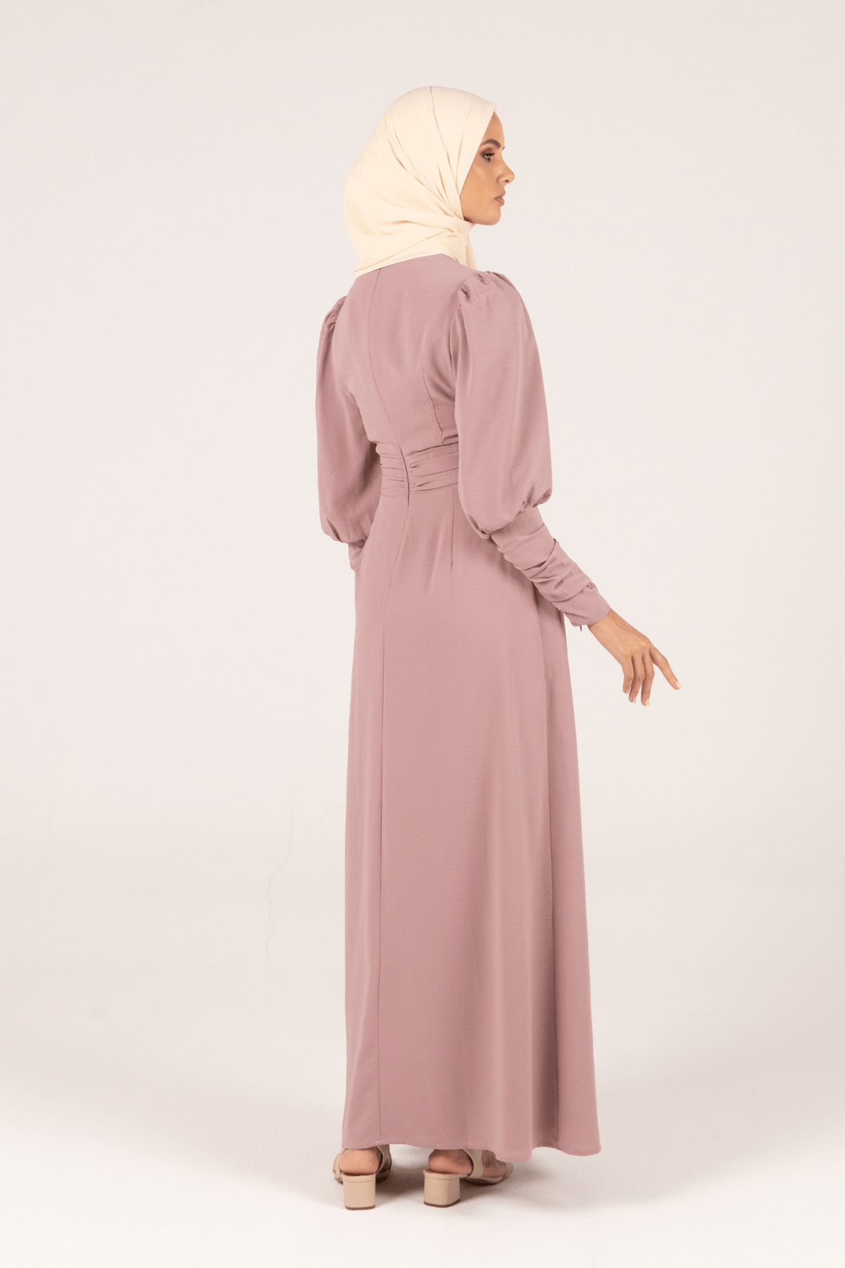 Chamomel Dresses Classic Queen Sleeves Crepe Maxi Dress - Pink