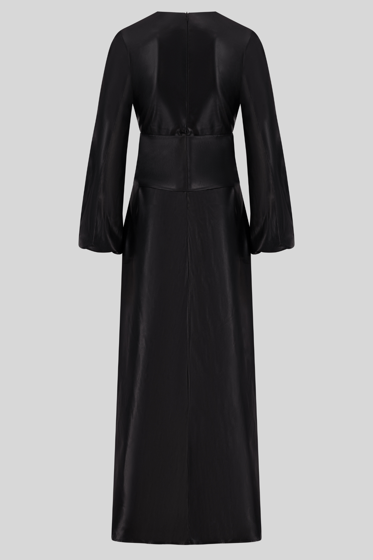 Chamomel Dresses High Quality Maxi Belted Leather Dress - Black