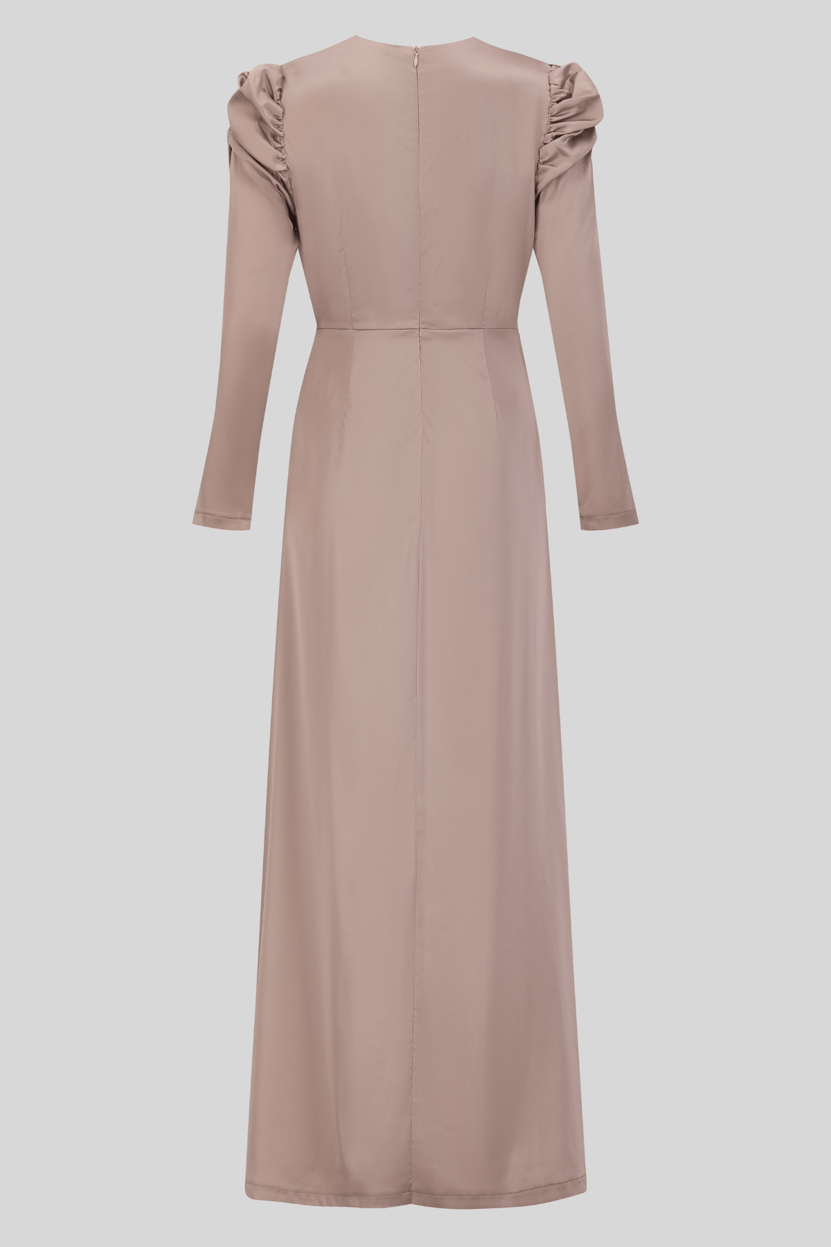 Chamomel Dresses Luxury Satin Maxi Dress With Ruching Details - Nude