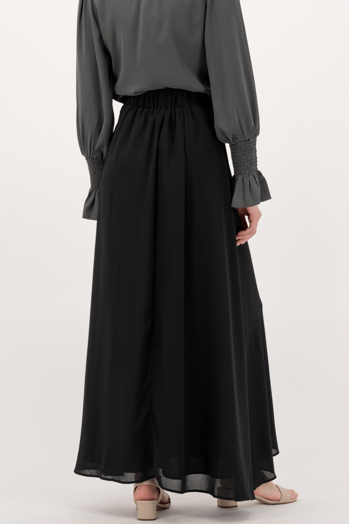 Chamomel Long Skirts Summer Classic Maxi Chiffon Skirt - Black