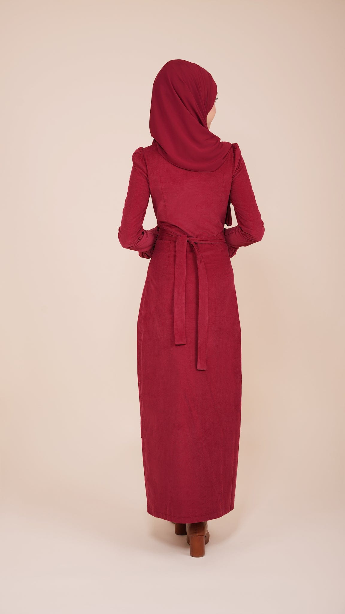 Chamomel Dresses 100% Corduroy Cotton Belted Ruffles Dress