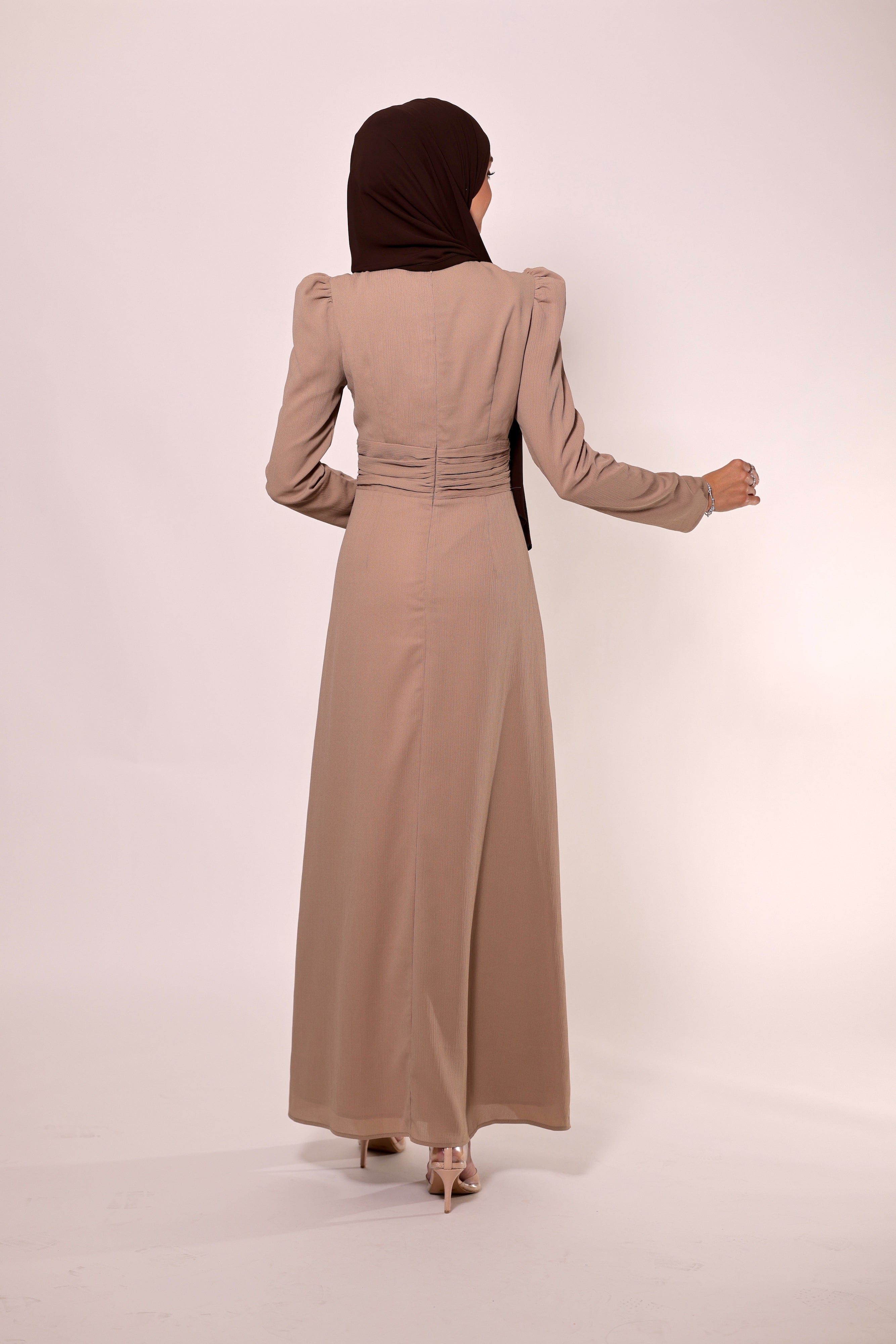 Chamomel Dresses Classic Maxi Chiffon Dress - Beige