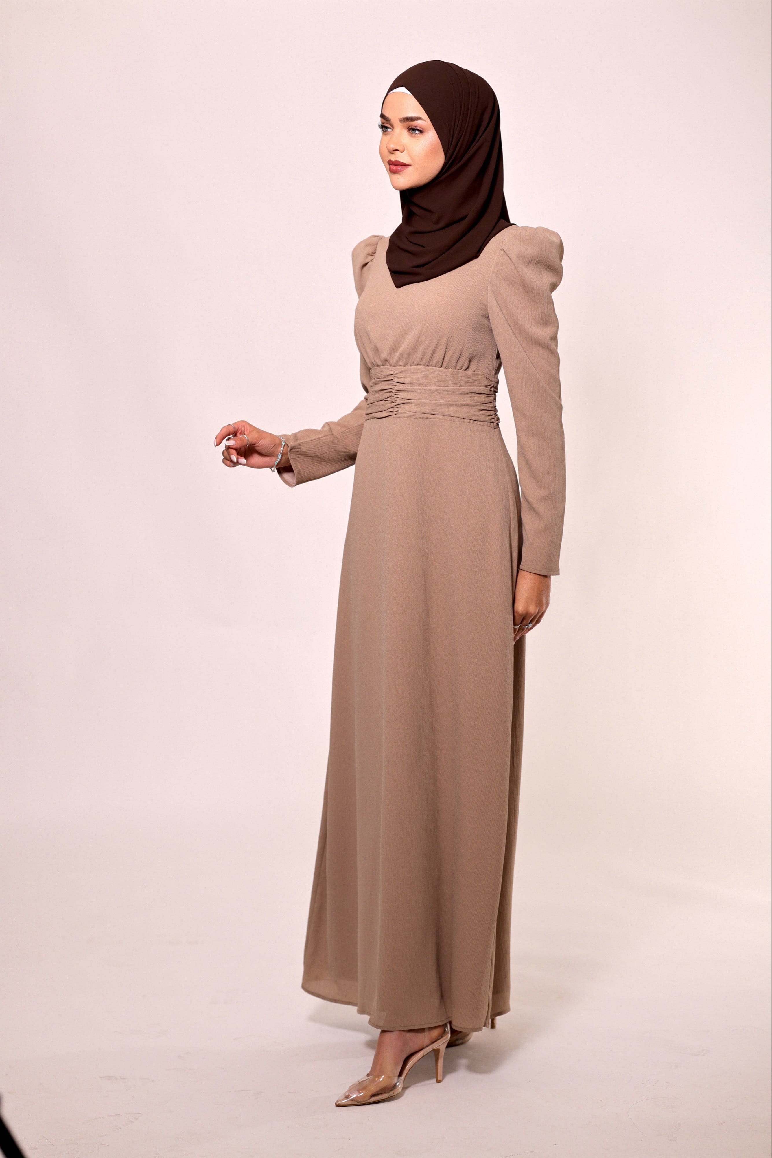 Chamomel Dresses Classic Maxi Chiffon Dress - Beige