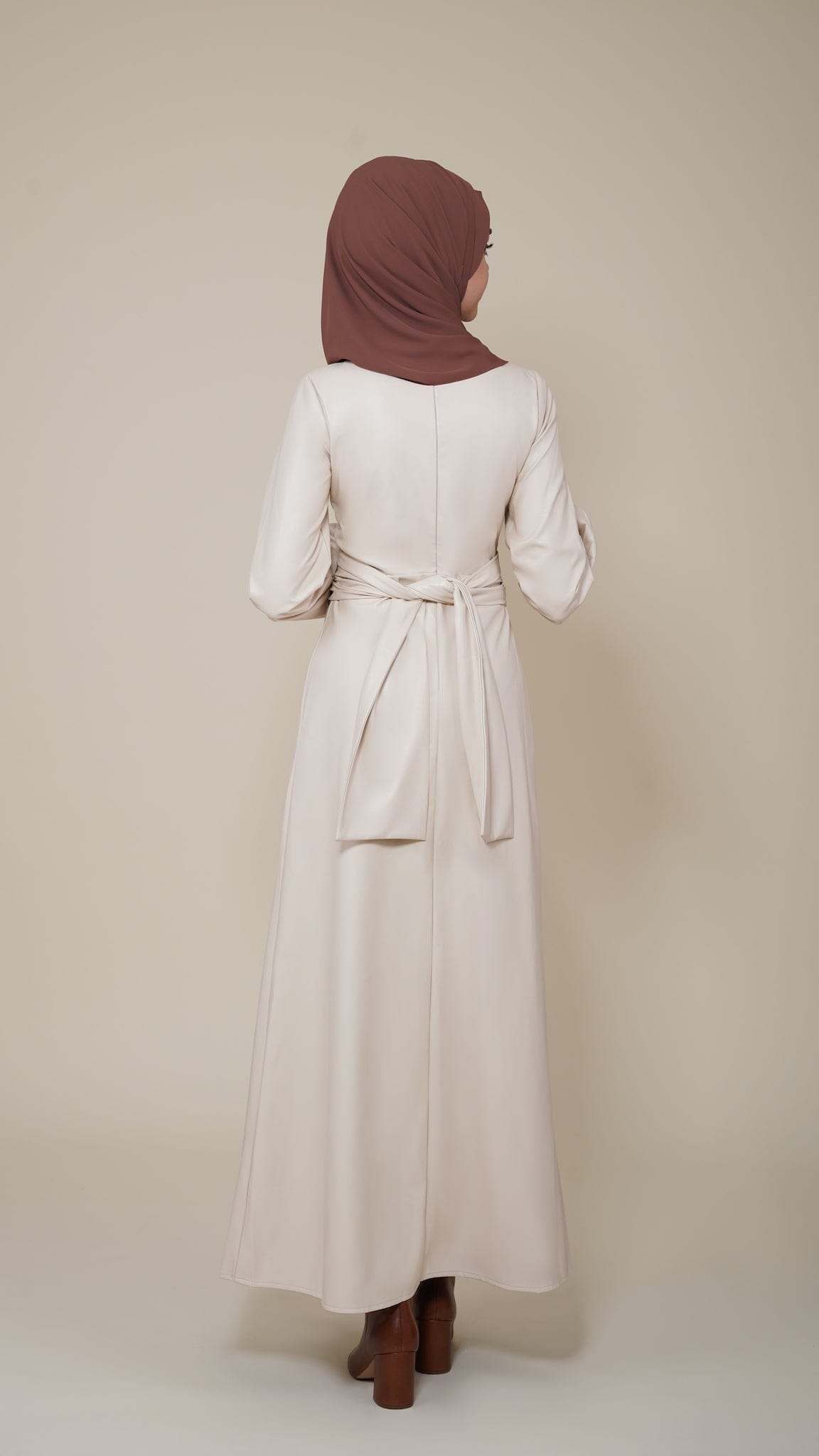 Chamomel Dresses High Quality Maxi Belted Leather Dress