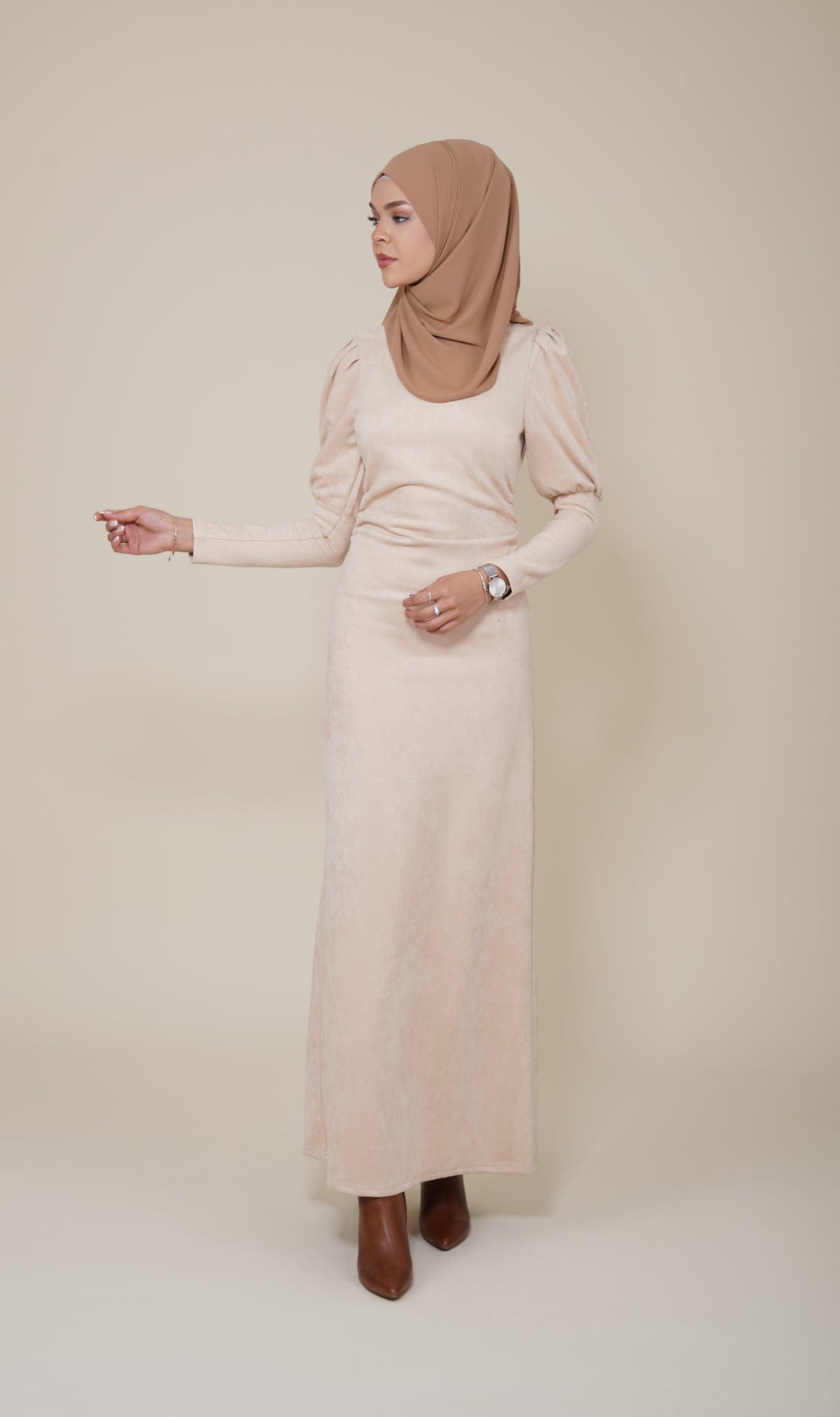 Chamomel Dresses High Quality Maxi Suede Dress