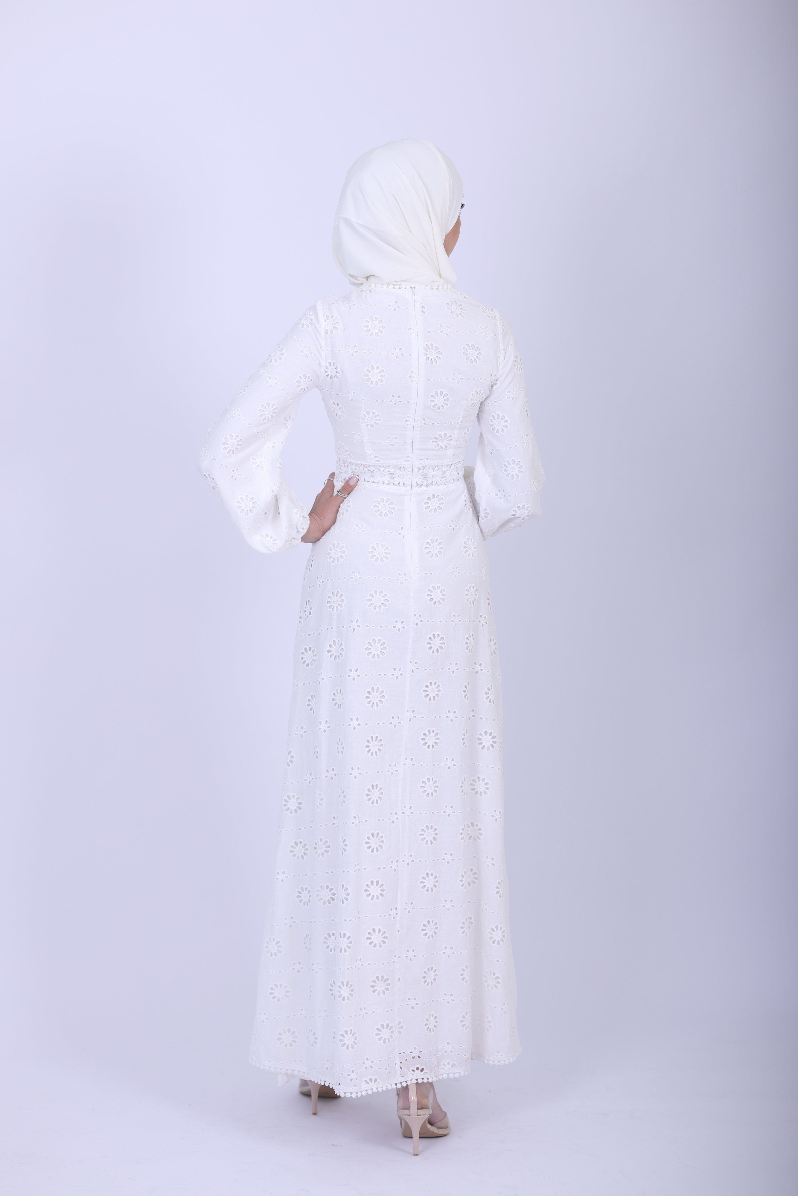 Chamomel Luxury 100% Cotton Modest Beach Dress - White