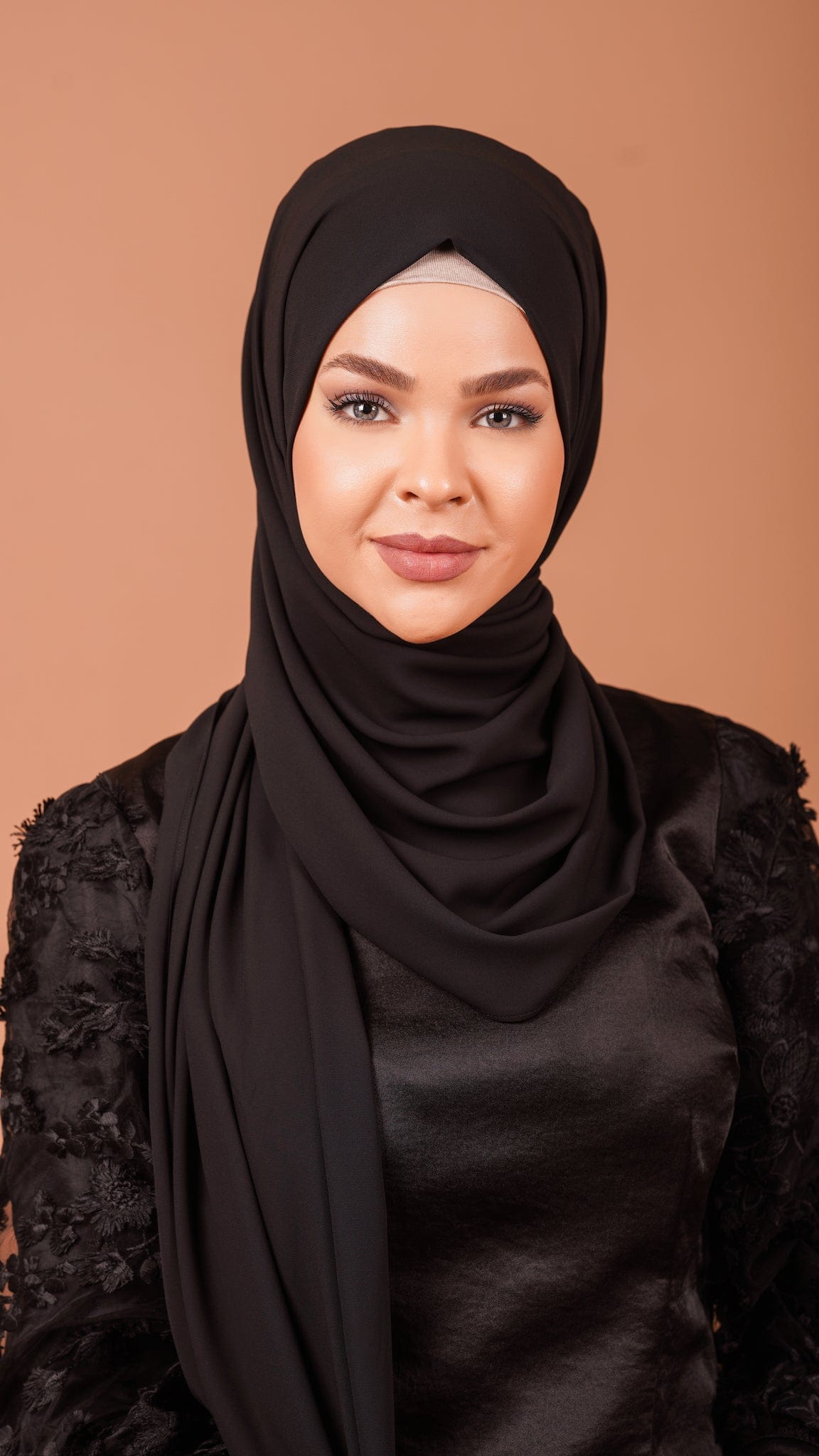 Chamomel Shawls Luxury Crepe Chiffon Hijab-Black