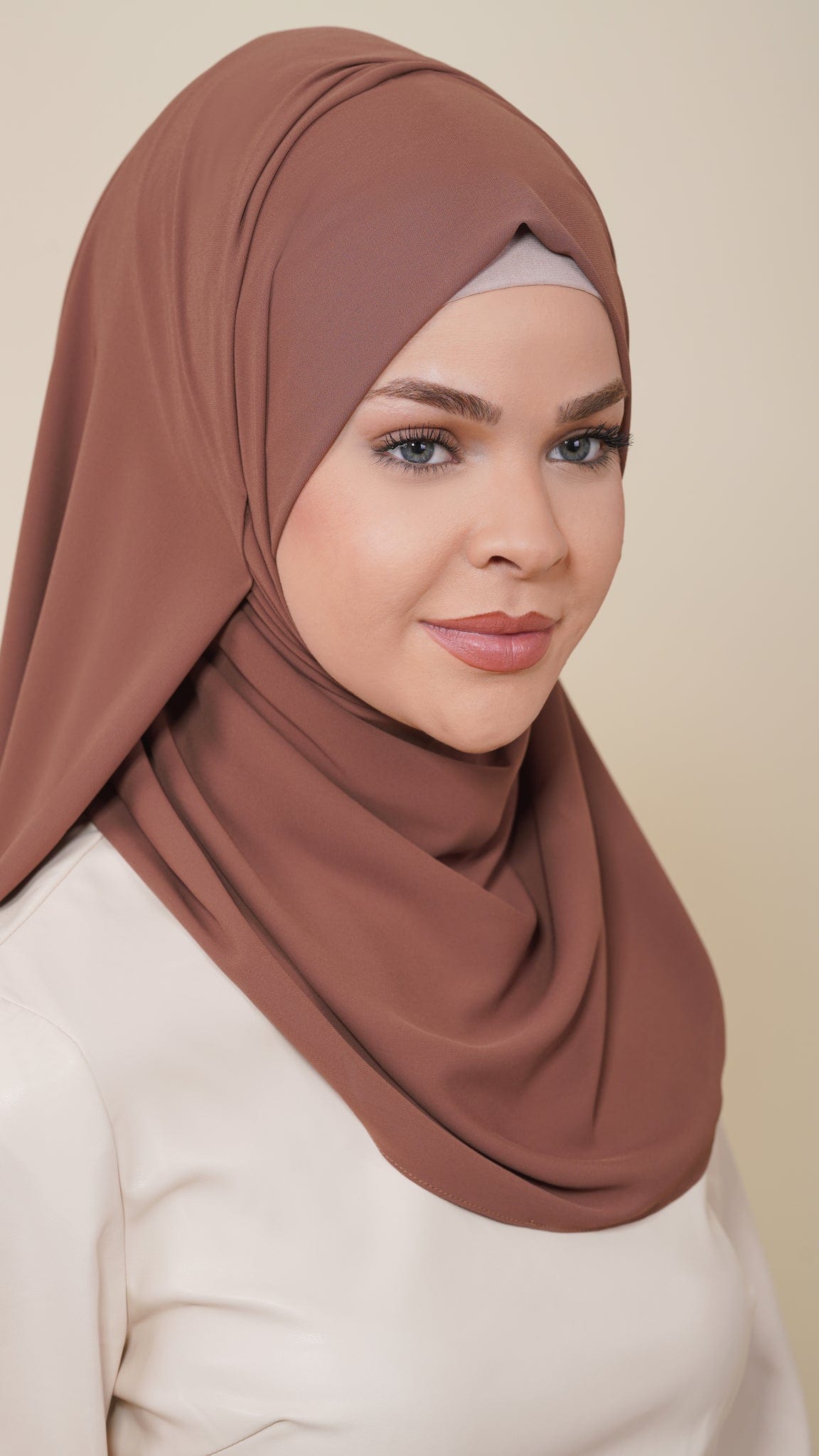 Chamomel Shawls Luxury Crepe Chiffon Hijab - Brown