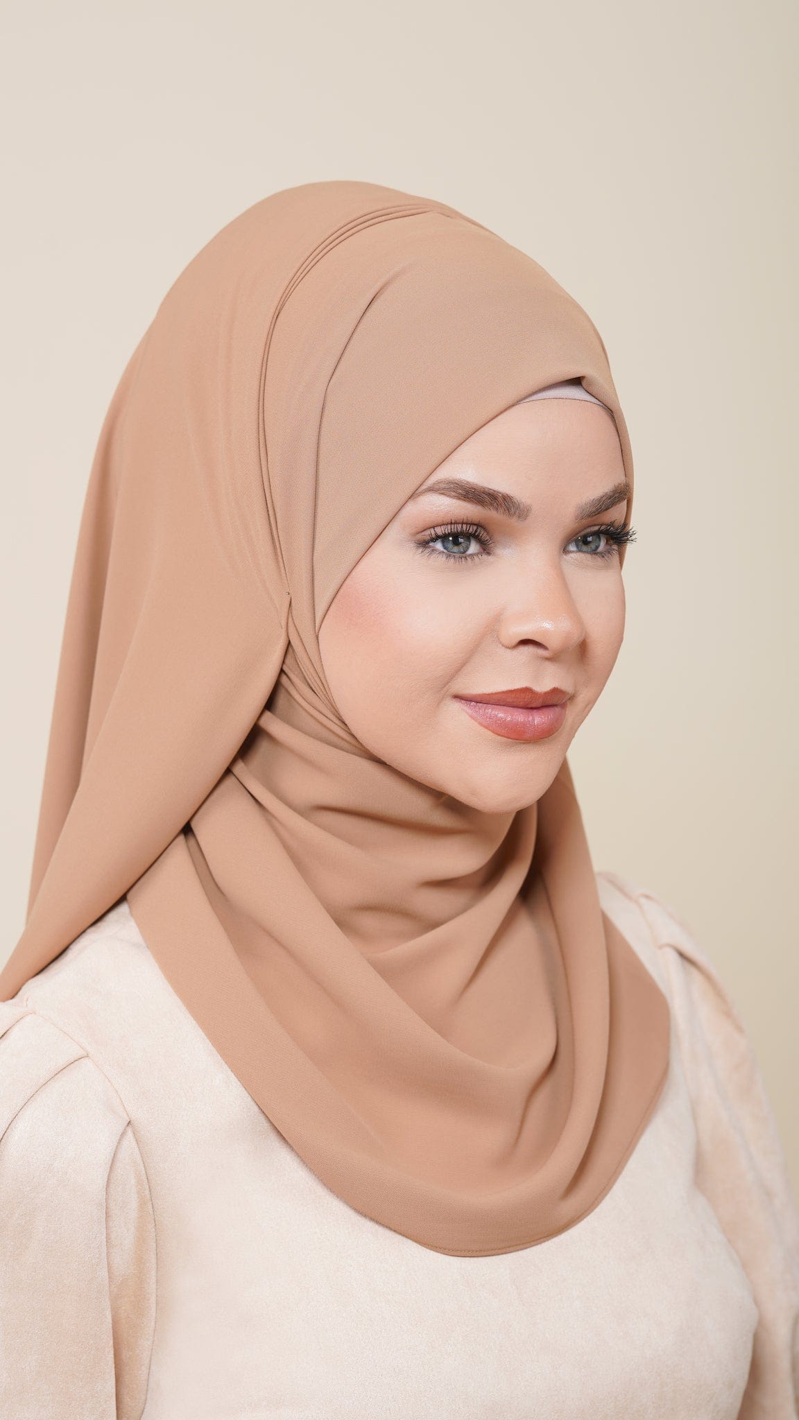 Chamomel Shawls Luxury Crepe Chiffon Hijab - Camel