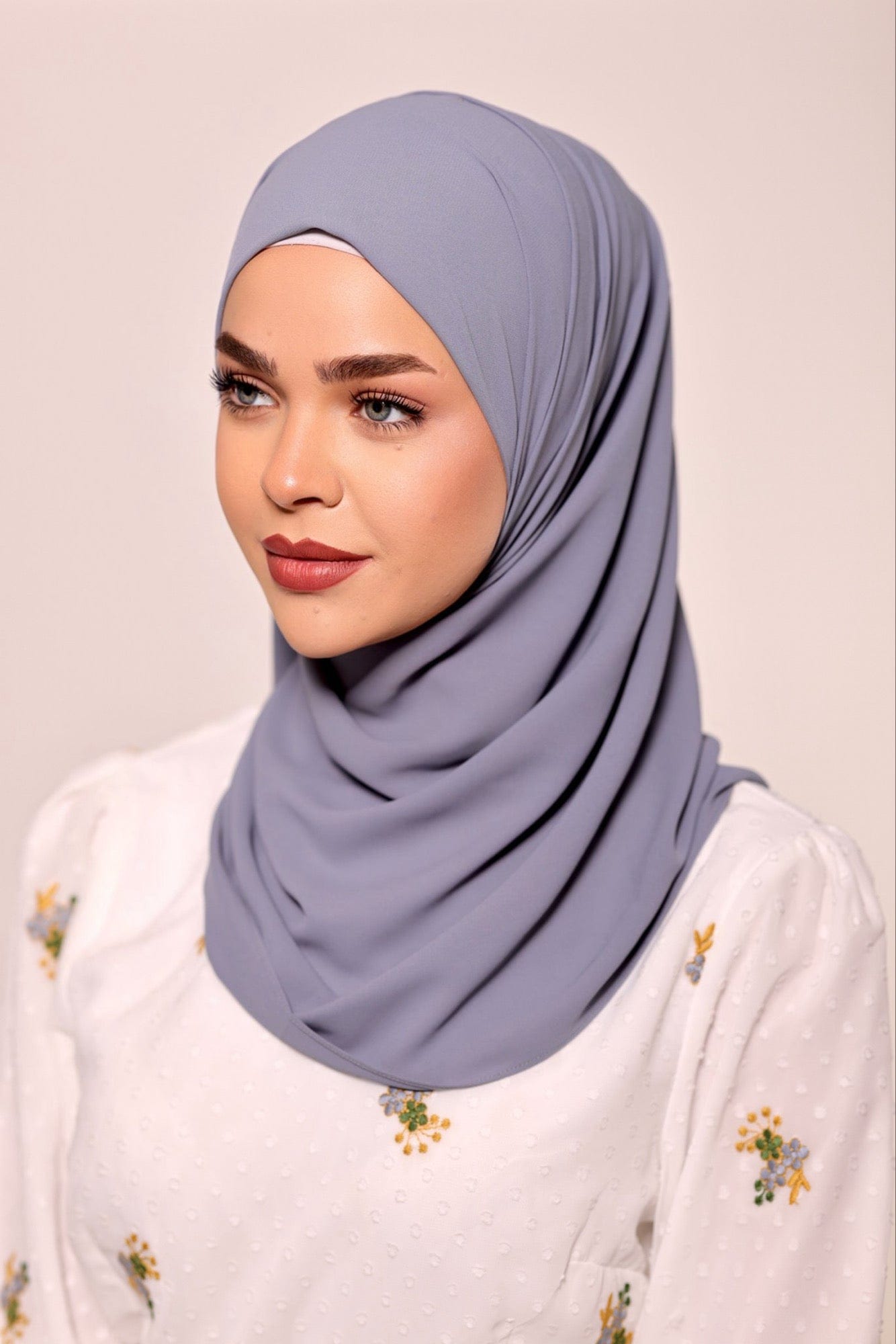 Chamomel Shawls Luxury Crepe Chiffon Hijab - Cornflower Blue