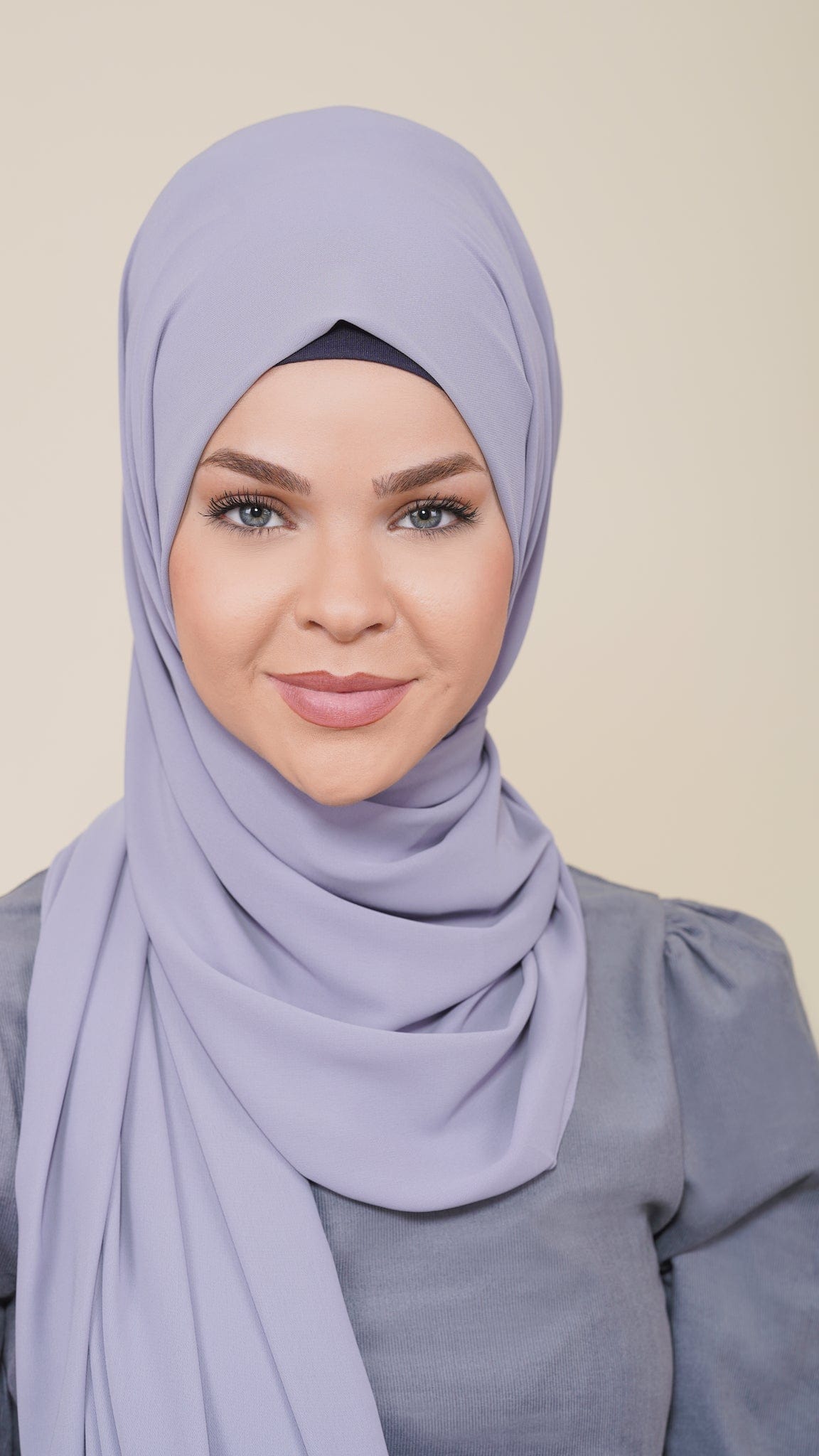 Chamomel Shawls Luxury Crepe Chiffon Hijab-Grey