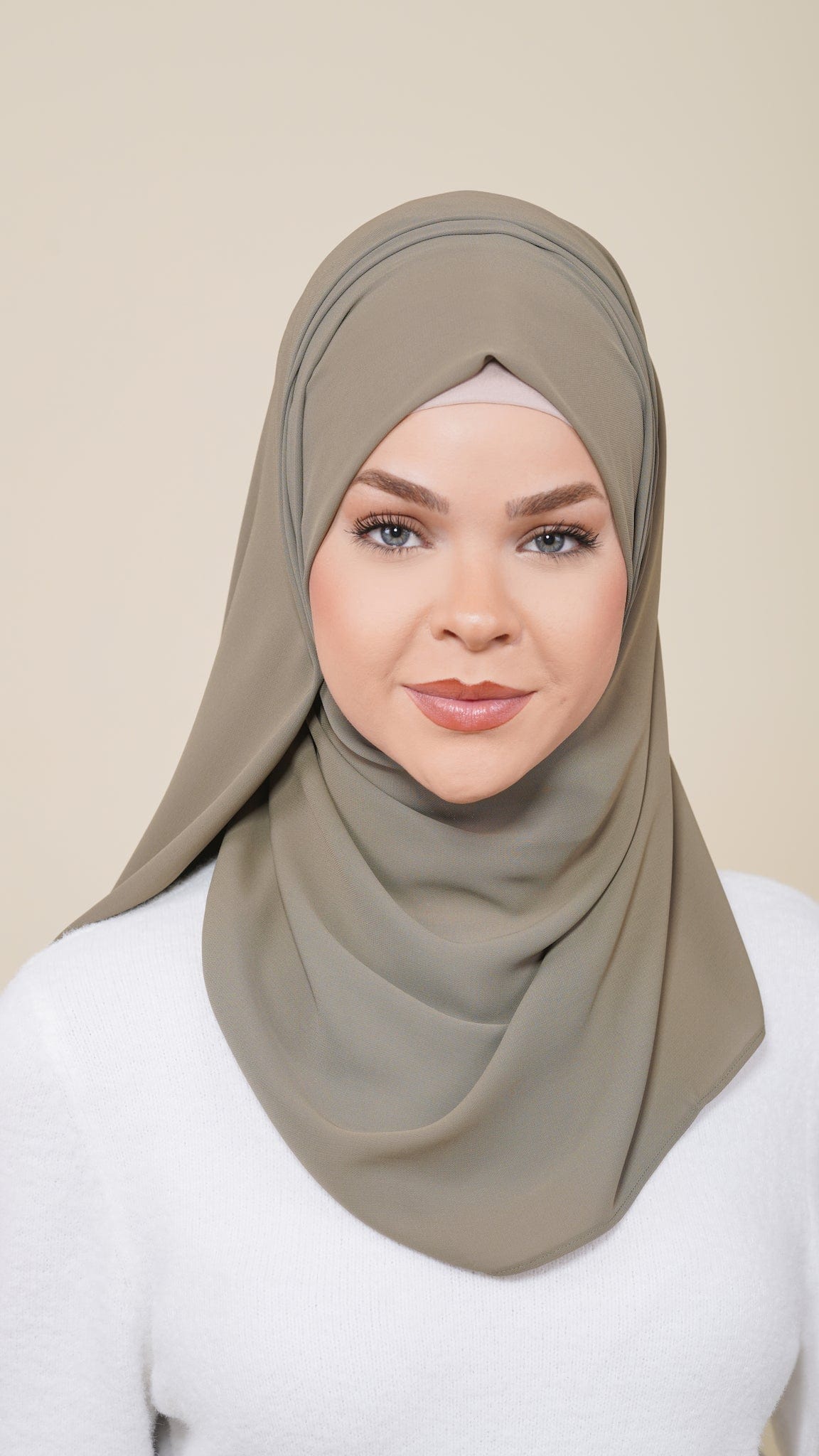 Chamomel Shawls Luxury Crepe Chiffon Hijab - Olive