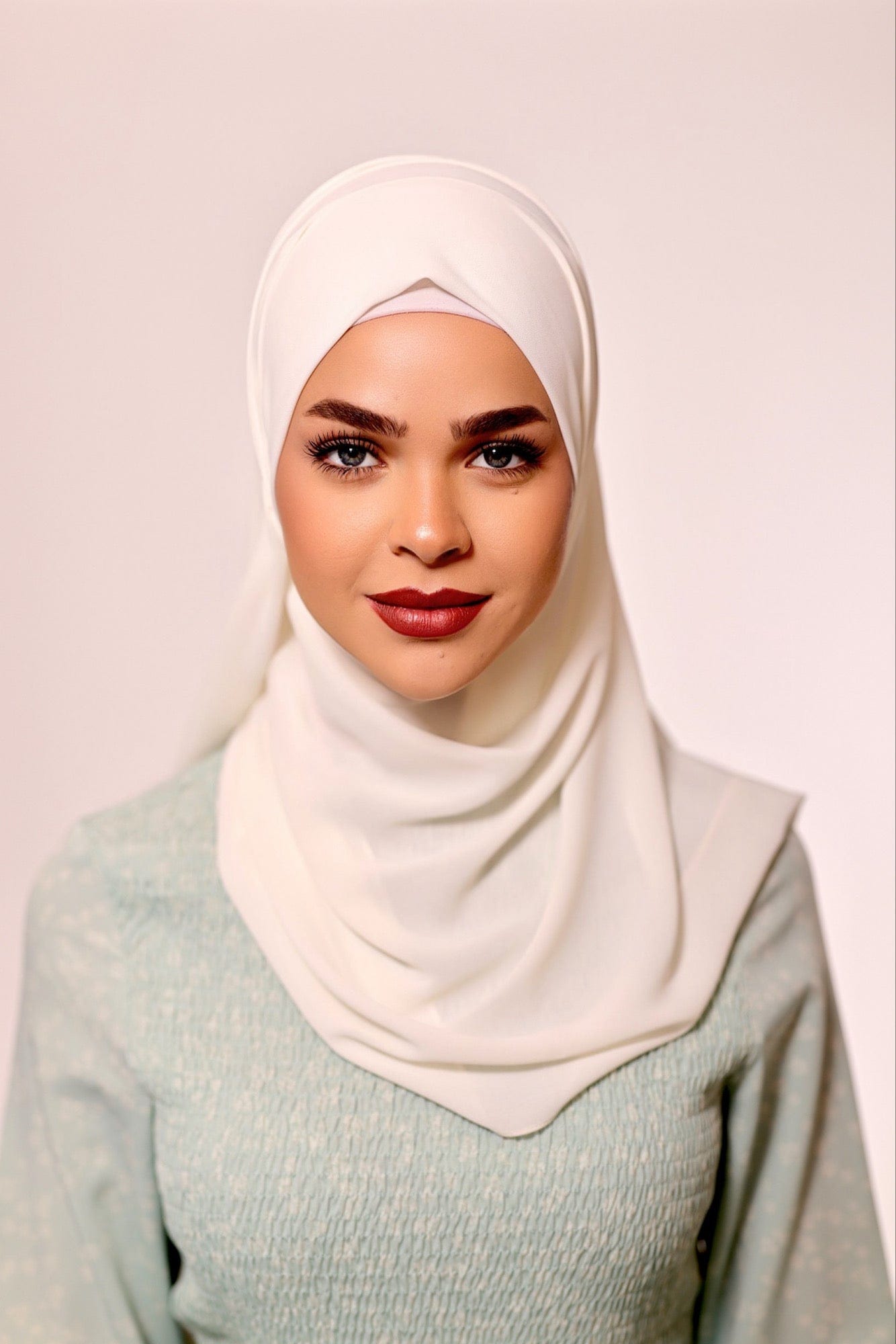 Chamomel Shawls Luxury Crepe Chiffon Hijab - Powder White