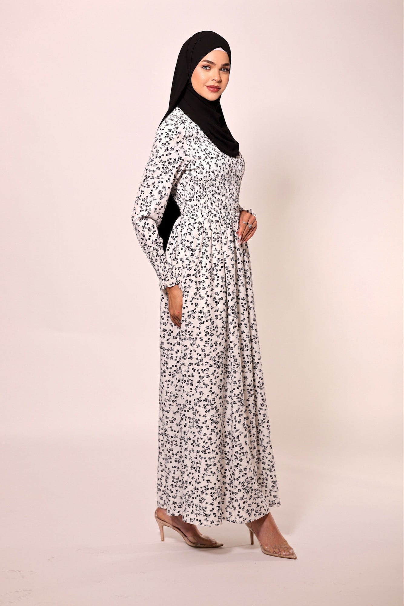 Chamomel Dresses Summer Modest Flowered Beach Dress - White