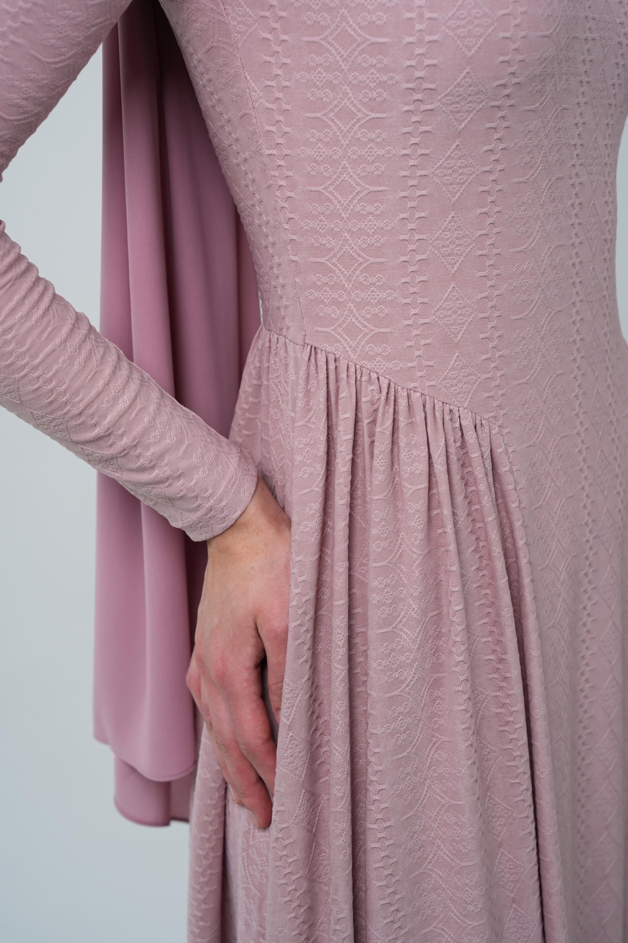 Maxi Dress with Luxury Textured Lycra - Pink