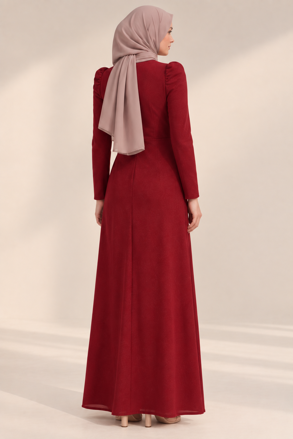 Luxury Chiffon Maxi Evening Dress- Deep Wine